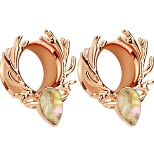Rose Gold Antler Crystal (10mm) Ear Gauges
